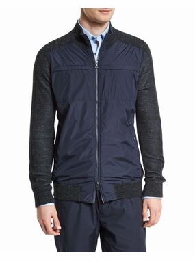 Vince Jasper Jacket Men’s XL Gray Blue Full Zip Cotton Cashmere Blend Preppy